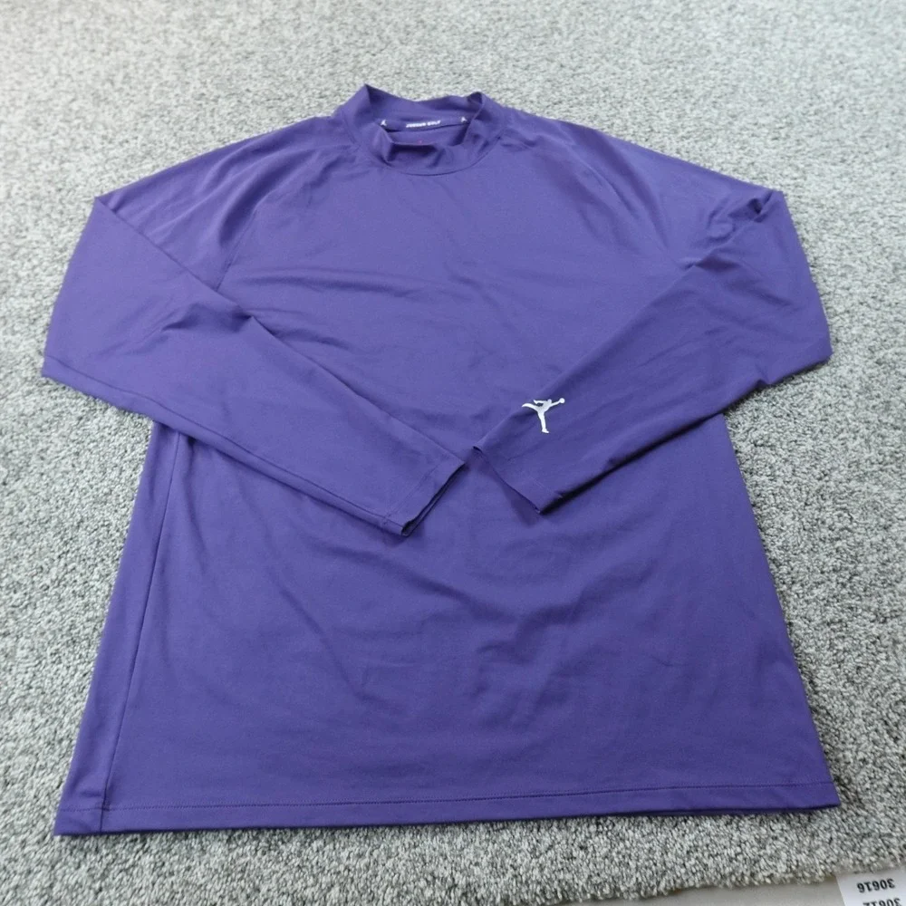 Jordan Shirt Mens XL Purple Dri FIT Golf Mock Neck Long Sleeve Tee Performance